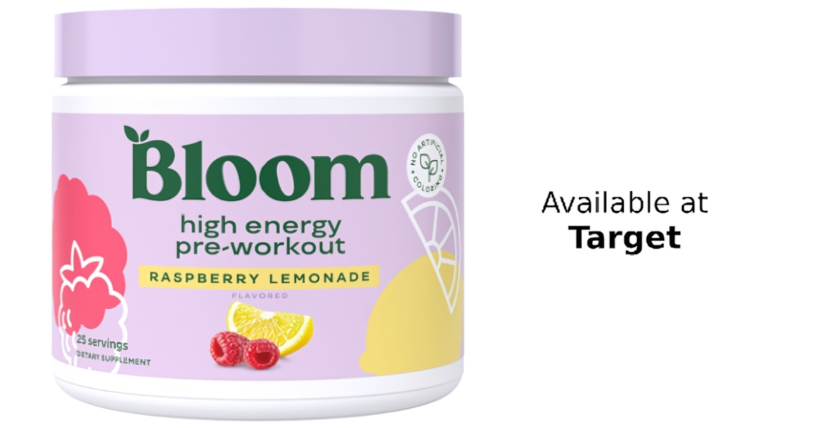 A clean, high-resolution product hero shot of a pre-workout tub centered against a neutral background, highlighting the retail availability.